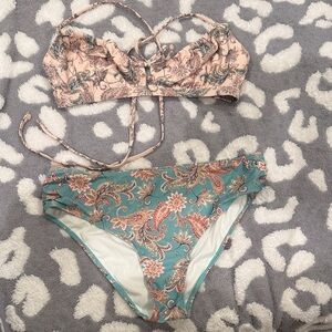 Cupshe Paisley Bikini in Teal and Peach